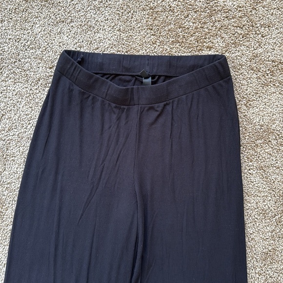Skims Soft Lounge Loose Ribbed Wide Leg Pants Onyx Black - Picture 6 of 11